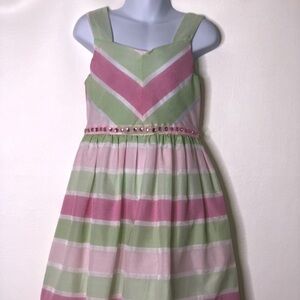 Rare editions striped dress jeweled waistband